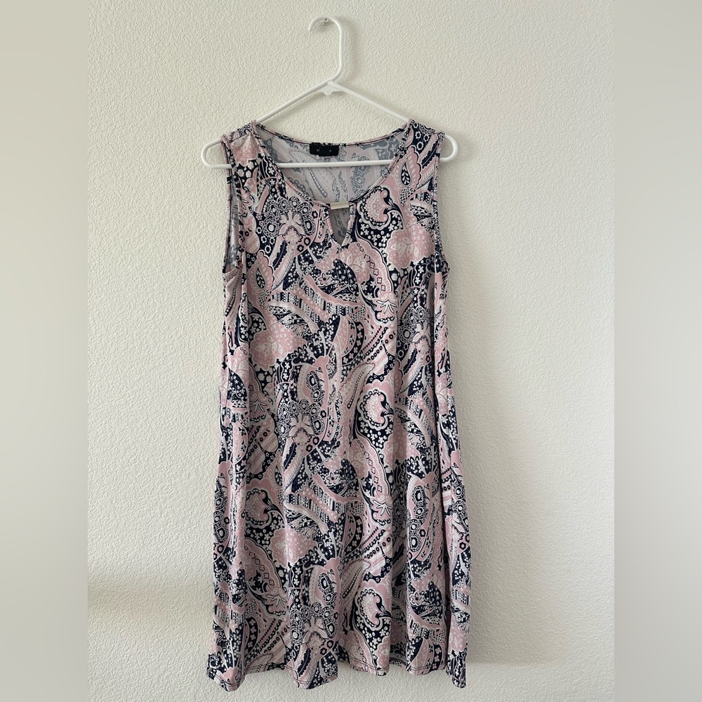 Espresso Pink and Blur Paisley Sleeveless Dress